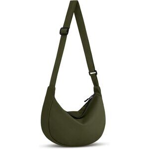 Women Olive Green Imported Polyester Crossbody Lightweight Crescent Sling Bag